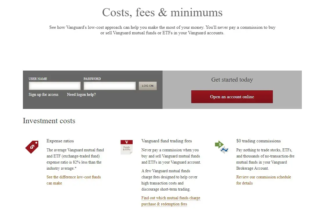 Vanguard Reviews - Costs