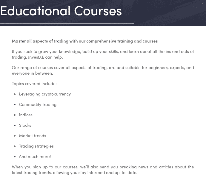 InvestXE Educational Courses