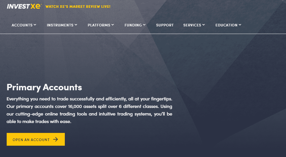 InvestXE Primary Account Overview