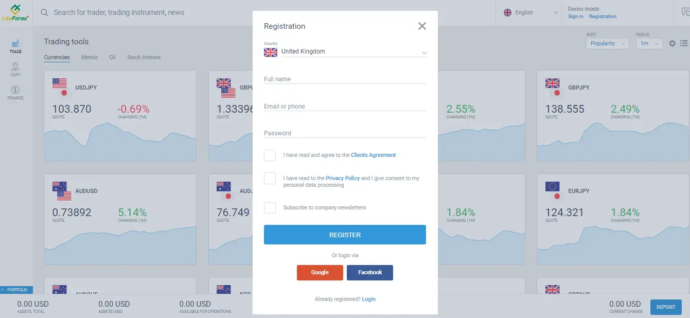 LiteForex Review - Registartion